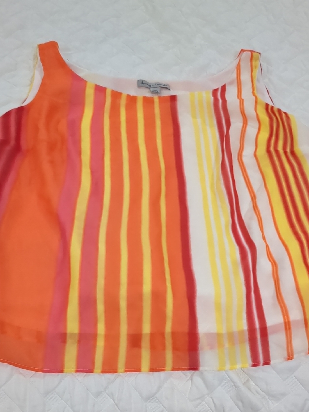 Danny & Nicole Orange, Yellow & Red Striped Sleeveless Camisole Sz  16w